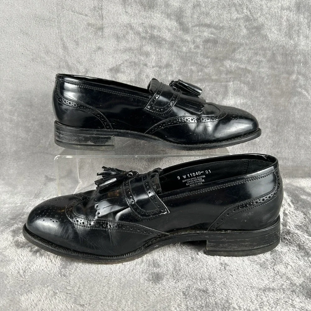 Florsheim Lexington Wingtip Tassel Loafers Men 9 Wide Black Classic Dress Shoes